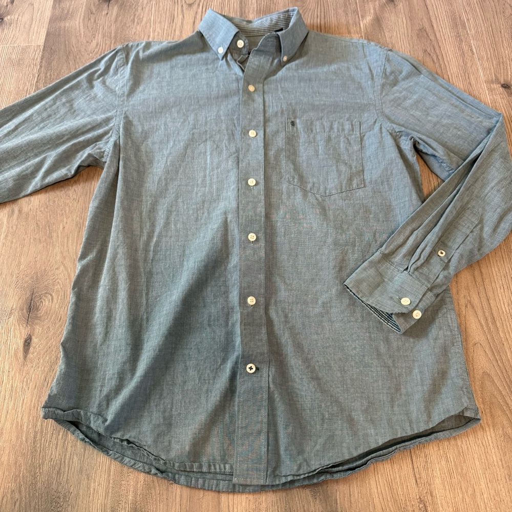 IZOD Men’s Blue Button Down Long Sleeve Collared Shirt Size Small